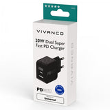 Vivanco Lader 20W Dual Super Fast PD Charger Svart