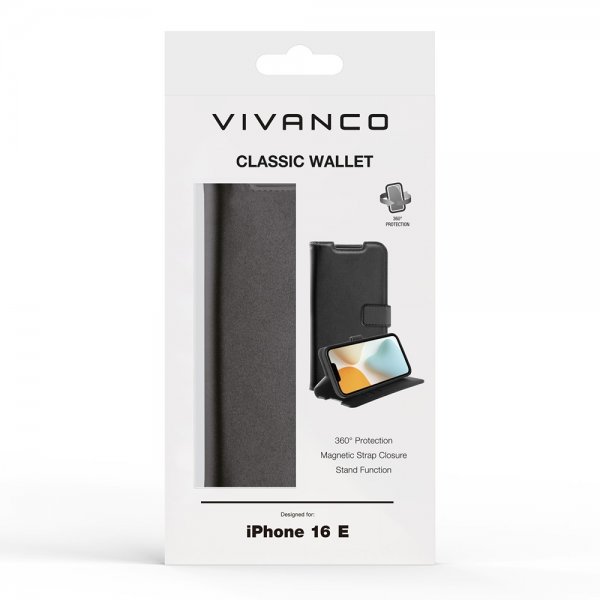 Vivanco iPhone 16e/17e Etui Classic Wallet Svart