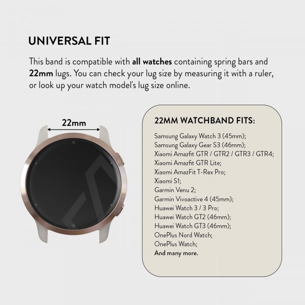 Burga Samsung Galaxy Watch 22mm Armbånd Metal Mesh Rosegull