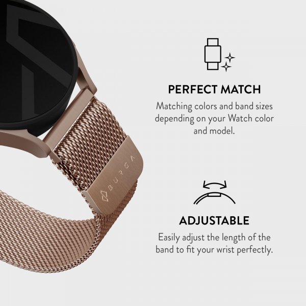 Burga Samsung Galaxy Watch 20mm Armbånd Metal Mesh Rosegull