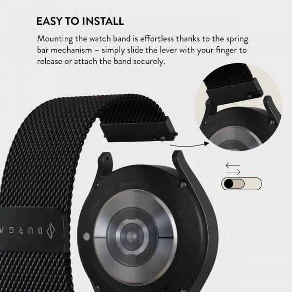 Burga Samsung Galaxy Watch 20mm Armbånd Metal Mesh Svart