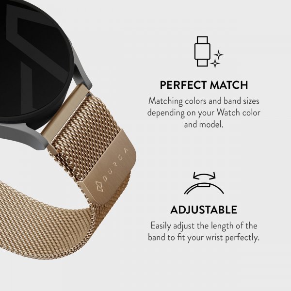 Burga Samsung Galaxy Watch 20mm Armbånd Metal Mesh Gull