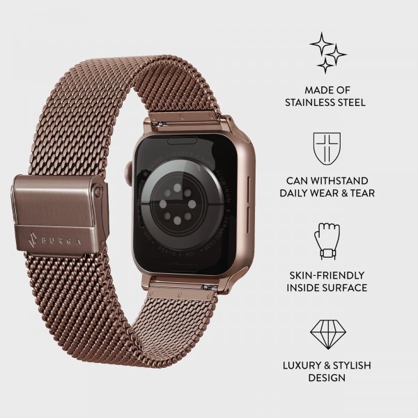 Burga Apple Watch 44/45/46mm/Ultra 49mm Armbånd Mesh Elegance Rosegull