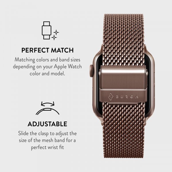 Burga Apple Watch 38/40/41/42mm Armbånd Mesh Elegance Rosegull
