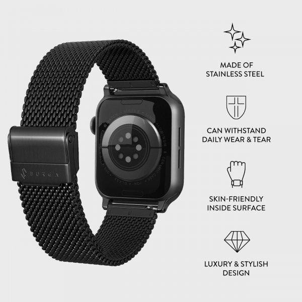 Burga Apple Watch 38/40/41/42mm Armbånd Mesh Elegance Svart