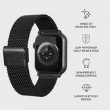 Burga Apple Watch 44/45/46mm/Ultra 49mm Armbånd Mesh Elegance Svart