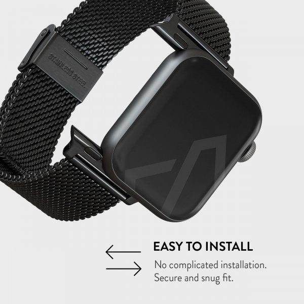 Burga Apple Watch 44/45/46mm/Ultra 49mm Armbånd Mesh Elegance Svart