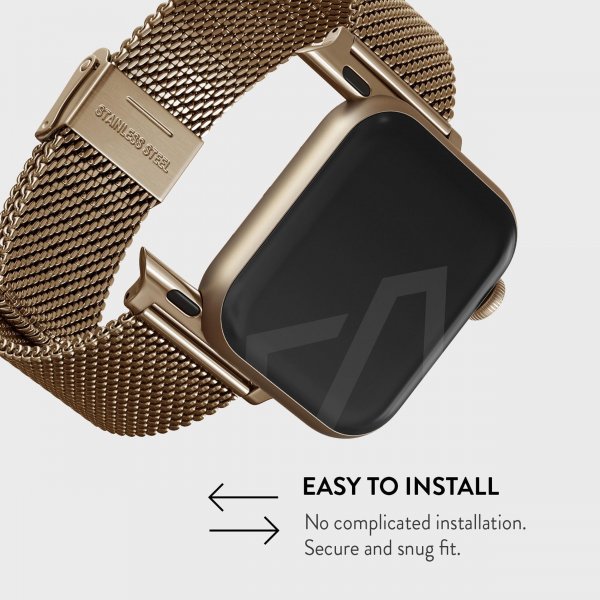 Burga Apple Watch 44/45/46mm/Ultra 49mm Armbånd Mesh Elegance Gull