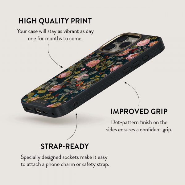 Burga iPhone 14 Deksel Elite Dark MagSafe Bloomy Garden