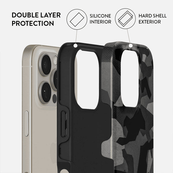 Burga iPhone 15 Deksel Tough Night Black Camo