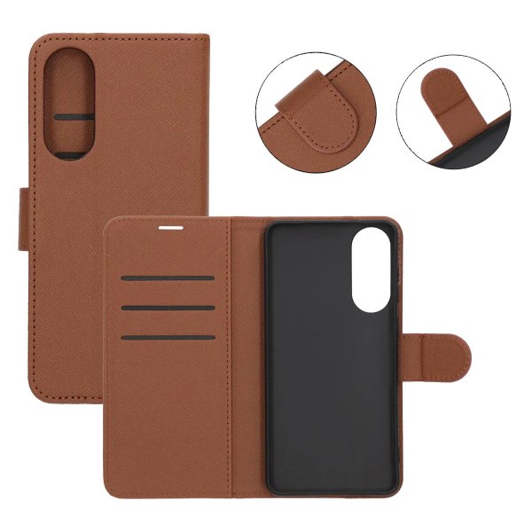 Samsung Galaxy S25 Edge Etui med Kortlomme stativfunksjon Brun