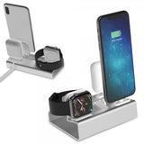 3-i-1 Holder för iPhone. Apple Watch och AirPods Sølv