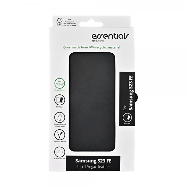 Essentials Samsung Galaxy S23 FE Etui 2-in-1 Vegan Leather Svart