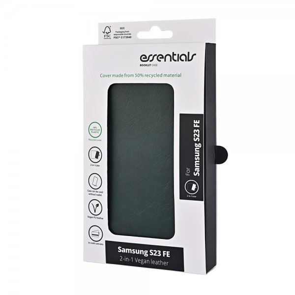 Essentials Samsung Galaxy S23 FE Etui 2-in-1 Vegan Leather Mørkegrønn