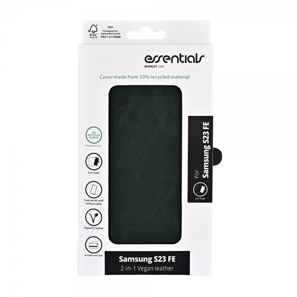 Essentials Samsung Galaxy S23 FE Etui 2-in-1 Vegan Leather Mørkegrønn