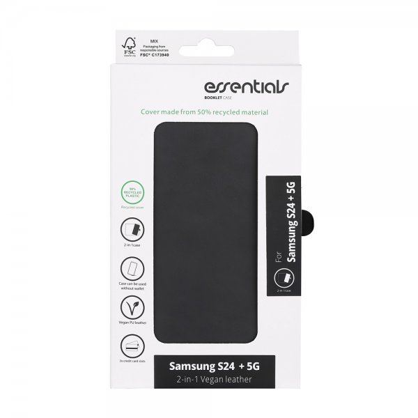 Essentials Samsung Galaxy S24 Plus Etui 2-in-1 Vegan Leather Svart
