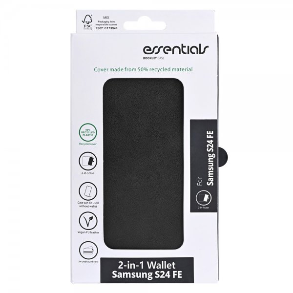 Essentials Samsung Galaxy S24 FE Etui 2-in-1 Vegan Leather Svart