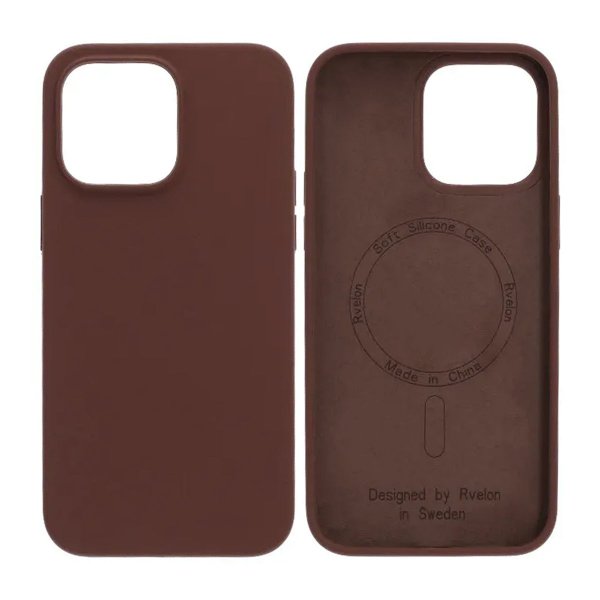 Rvelon iPhone 14 Pro Max Deksel Silikon MagSafe Brun