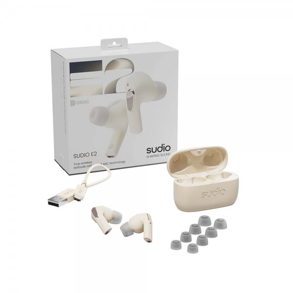 Sudio Hodetelefoner E2 In-Ear TWS ANC Chalk