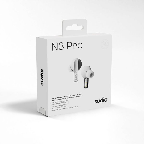 Sudio Trådløse Hodetelefoner N3 Pro ANC Chrome White