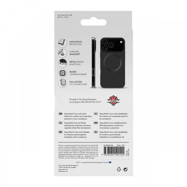 X2O iPhone 17 Pro Deksel Mag Metal Svart