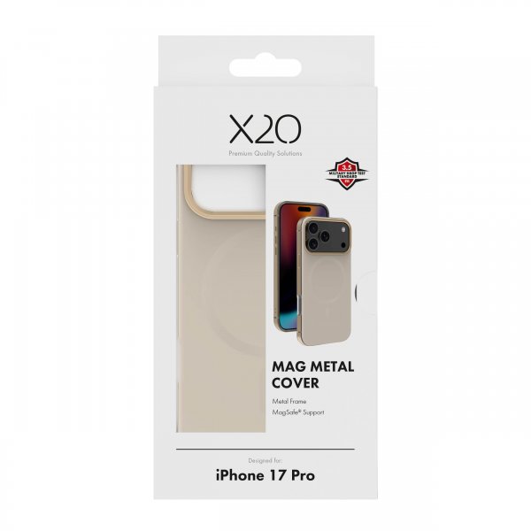 X2O iPhone 17 Pro Deksel Mag Metal Gull