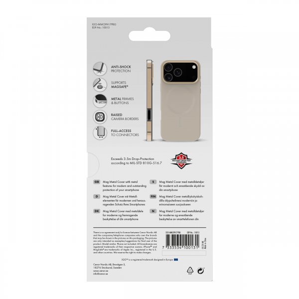 X2O iPhone 17 Pro Deksel Mag Metal Gull