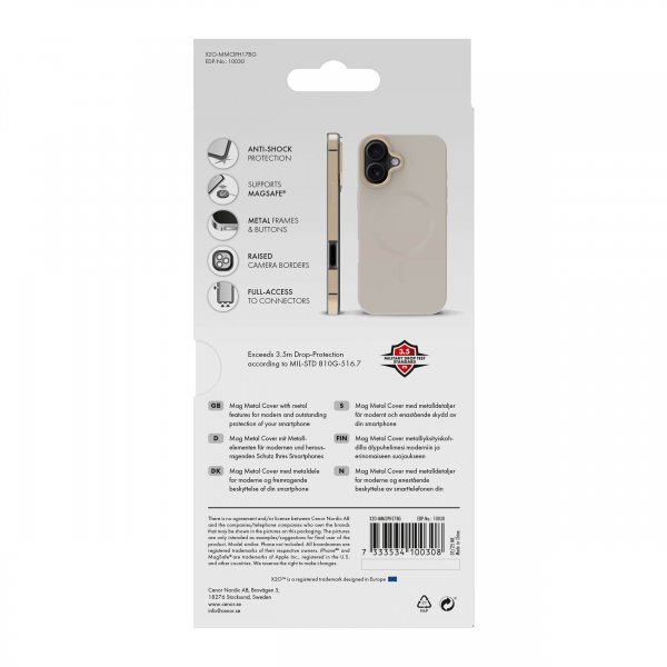 X2O iPhone 17 Deksel Mag Metal Gull