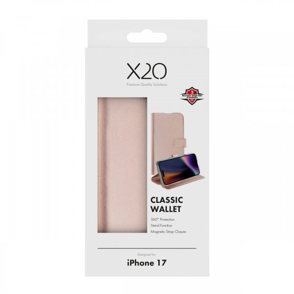 X2O iPhone 17 Etui Classic Wallet Rosegull