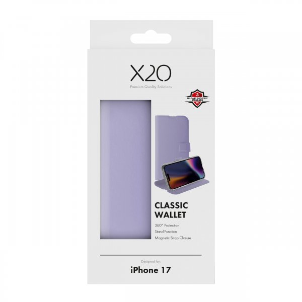 X2O iPhone 17 Etui Classic Wallet Lavendel