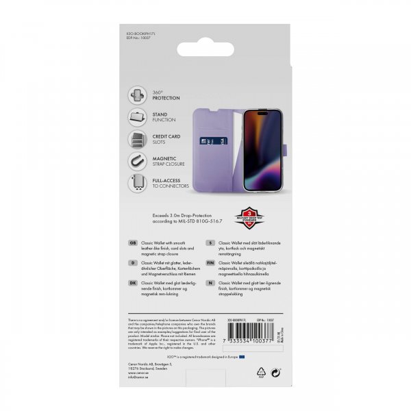 X2O iPhone 17 Etui Classic Wallet Lavendel