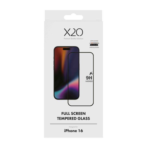 X2O iPhone 16 Skjermbeskytter Full Screen
