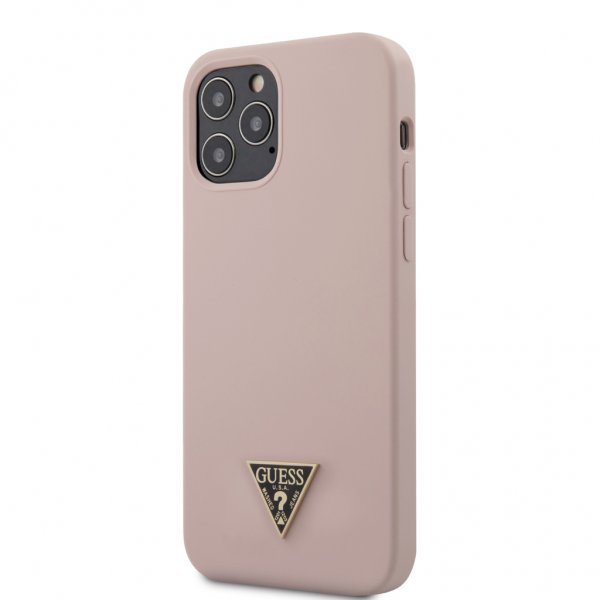 Guess iPhone 12 Pro Max Deksel Metal Triangle LjusRosa