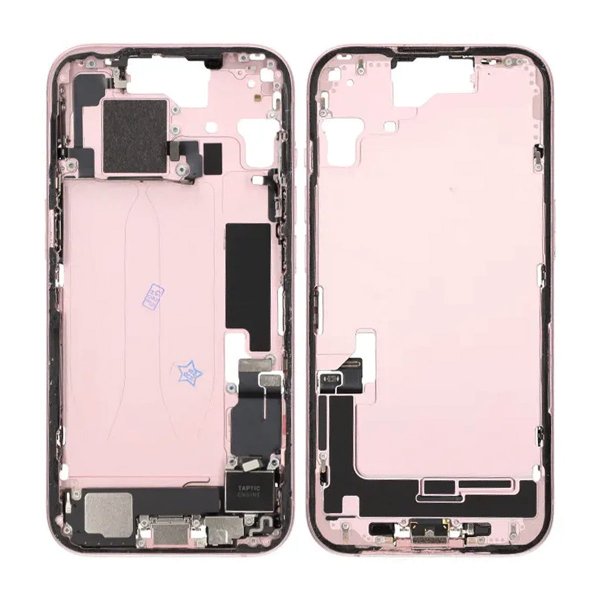 Midtramme med smådeler til iPhone 15 - rosa OEM