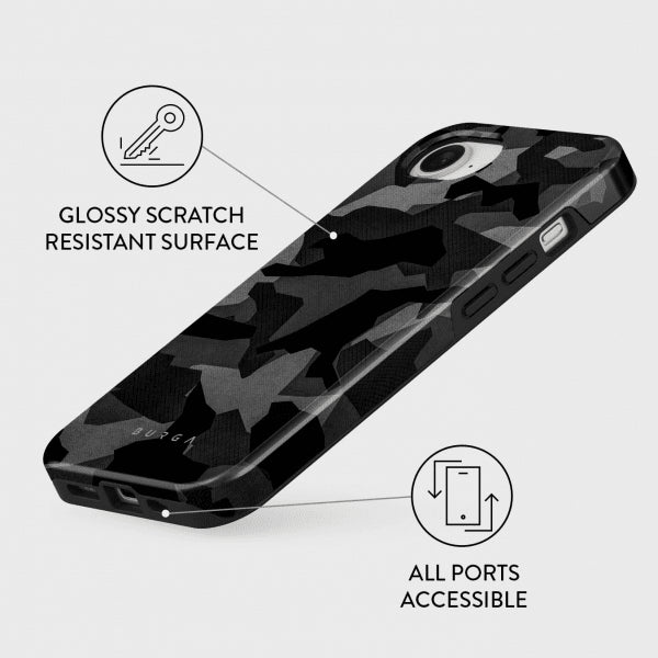 Burga iPhone 16e/iPhone 17e Deksel Tough Night Black Camo
