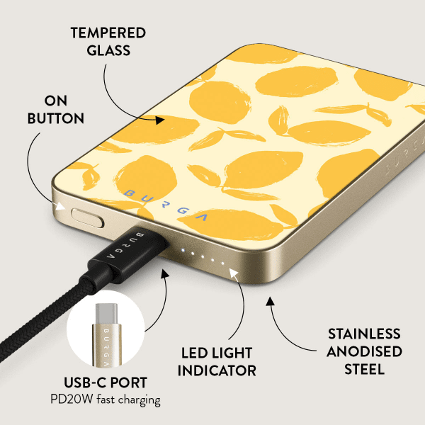 Burga Powerbank MagSafe 5000 mAh Lemon Tart