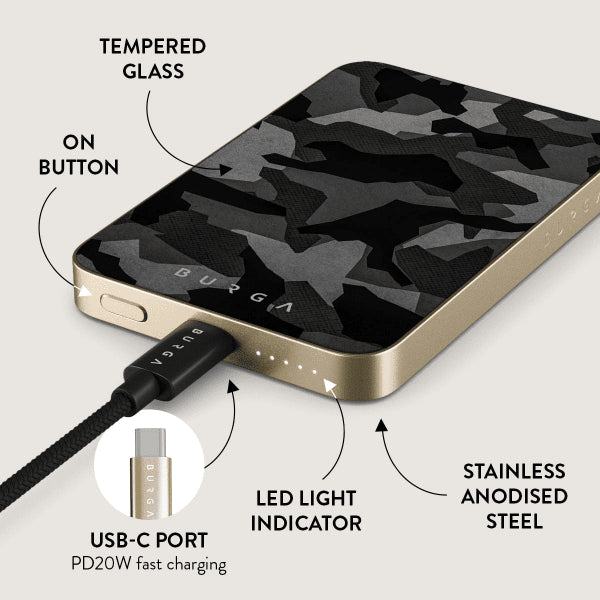 Burga Powerbank MagSafe 5000 mAh Night Black Camo Gull