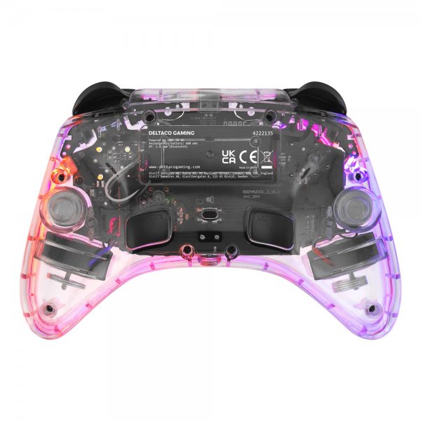 Deltaco Gaming Transparent Wireless Controller for Switch with RGB