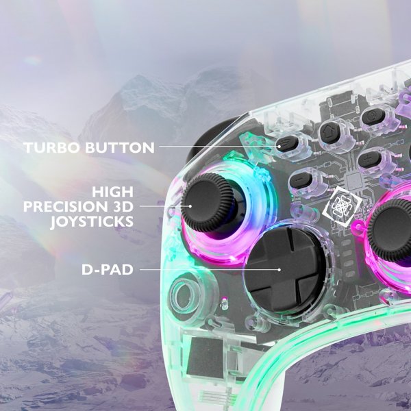 Deltaco Gaming Transparent Wireless Controller for Switch with RGB