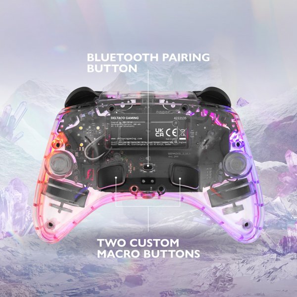 Deltaco Gaming Transparent Wireless Controller for Switch with RGB