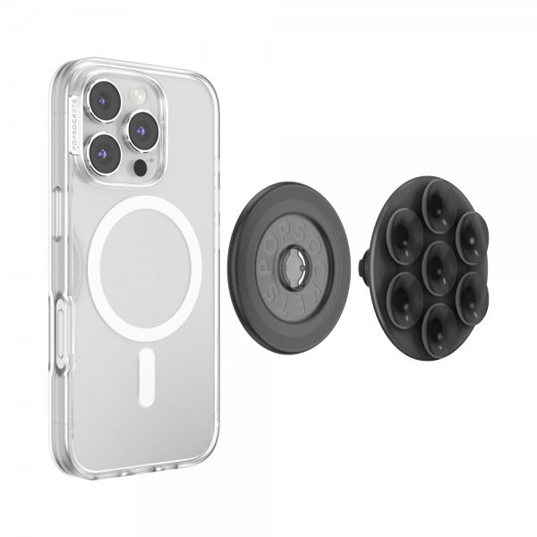 Popsockets Holder MagSafe Suck-Up Grip & Mount Translucent Black