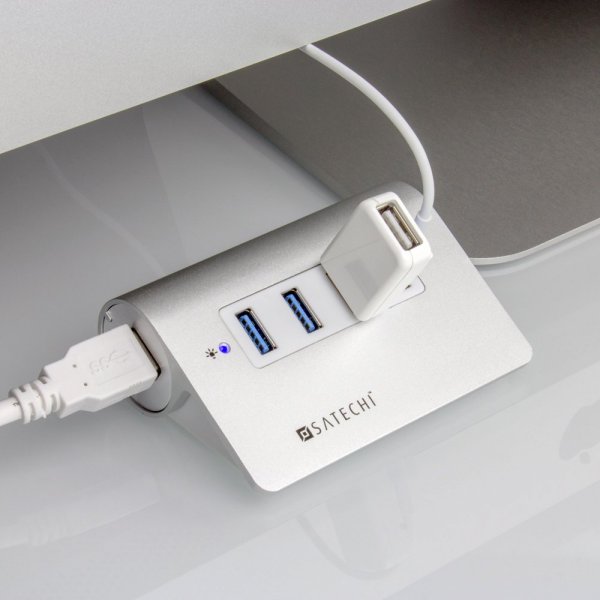 Satechi USB 3.0 Hubb av AirSkin 4 portar Sølv