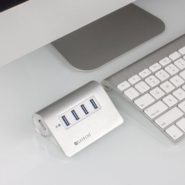 Satechi USB 3.0 Hubb av AirSkin 4 portar Sølv