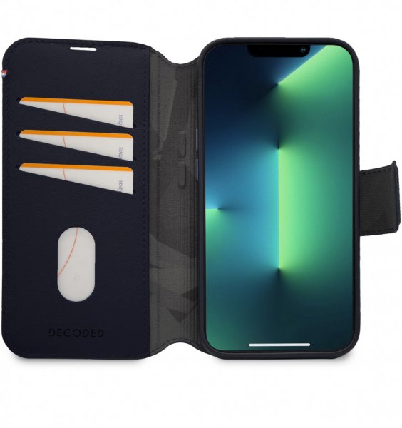 Decoded iPhone 14 Pro Etui Leather Detachable Wallet Navy