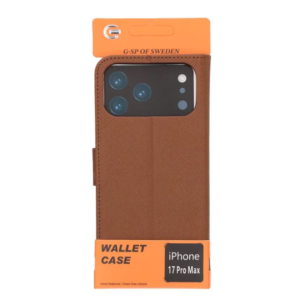 iPhone 17 Pro Max Etui med Kortlomme stativfunksjon Brun