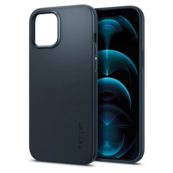 Spigen iPhone 12 Pro Max Deksel Thin Fit Metal Slate
