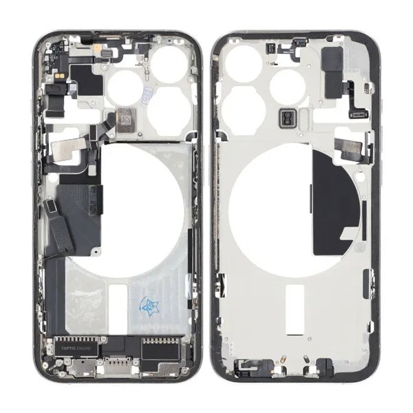 Midtramme med smådeler til iPhone 15 Pro - hvit titan OEM