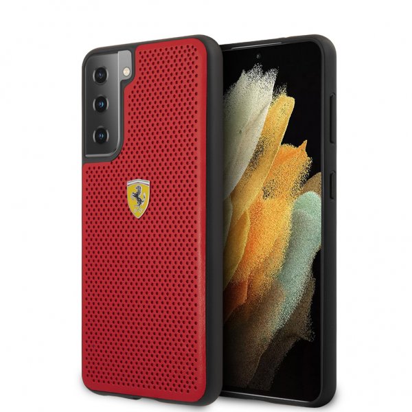 Ferrari Samsung Galaxy S21 Plus Deksel Logo Perforert Rød