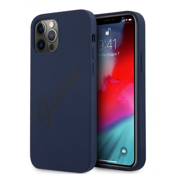 Guess iPhone 12 Pro Max Deksel Vintage Silicone Blå