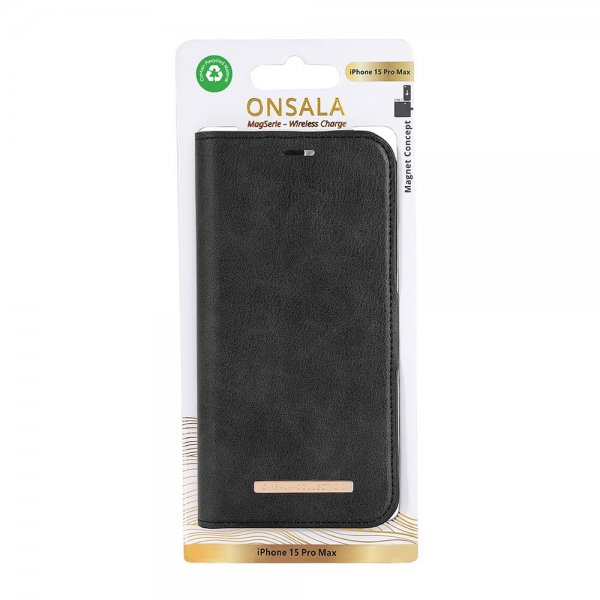 Onsala iPhone 15 Pro Max Etui MagSeries Avtagbart Deksel Svart